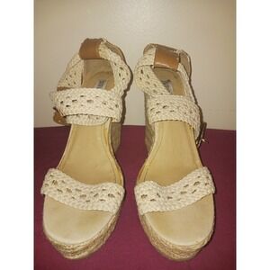 steve madden Womens Beige Natural Macrame espadrille wedge‎ Sandals Shoes 8.5